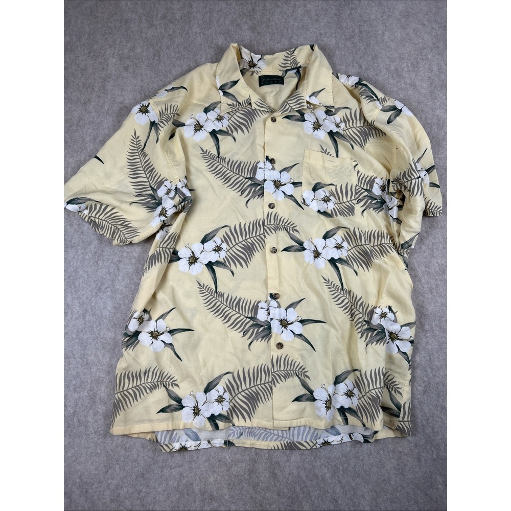 Scandia Woods Short Sleeve Island Classic Button-Down Shirt Yellow‎ Size XL